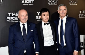 Inter Milan. El CEO Giuseppe Marotta con el presidente Steven Zhang y el director ejecutivo Alessandro Antonello.