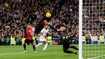Rodrygo marcó así el primer gol del Madrid en Liga: el único que han marcado los blancos en la primera parte de sus partidos.