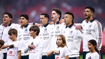 Soccer Football - International Friendly - Mexico v Portugal - Estadio Ciudad de Mexico, Mexico City, Mexico - March 28, 2026 Mexico players line up during the national anthems before the match REUTERS/Eloisa Sanchez