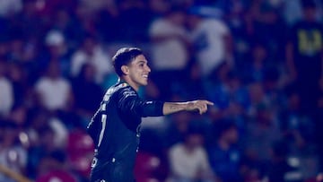 Mateo Coronel celebrates his goal 1-0 of Queretaro during the 8th round match between Queretaro and Santos as part of the Liga BBVA MX Varonil, Torneo Clausura 2026 at La Corregidora Stadium, on February 27, 2026 in Santiago de Queretaro, Mexico.