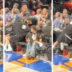 VIDEO: Juan Toscano le regala jersey a Peso Pluma en partido de NBA en México