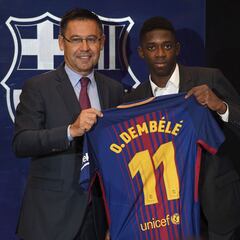 Ousmane Dembélé unveiled at Camp Nou