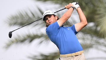 DOHA, QATAR - FEBRUARY 06: Angel Ayora of Spain tees off on the 16th hole on day two of the Qatar Masters 2026 at Doha Golf Club on February 06, 2026 in Doha, Qatar. (Photo by Stuart Franklin/Getty Images)