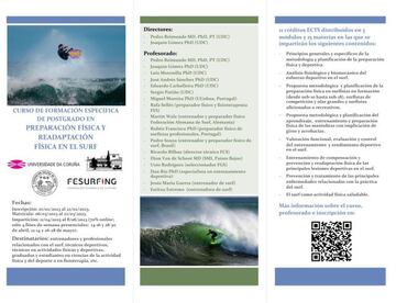 Curso de formación específica de postgrado en preparación física y readaptación física en el surf.