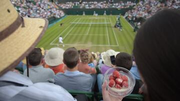 Wimbledon es el Grand Slam con más tradiciones del circuito. Las hay tanto culinarias como de organización. Entre las primeras están las famosas fresas con crema que se venden en el estadio y que la gente consume a todas horas, no sólo en el momento del té de la tarde, a las 17:00. También de beben muchos litros de una sangría típica de Inglaterra, la Pimm’s. Son frecuentes los picnics en la Colina, el lugar donde se reúnen muchos espectadores que no tiene entradas para la pista central y que disfrutan de los partidos en una pantalla gigante, sentados o tumbados sobre la hierba de la cuesta más famosa del célebre mundial. Otra tradición es la cola para adquirir entradas en igualdad de condiciones con cualquiera, que este año no se permitirá por los protocolos anti-COVID.