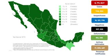 Quinta ola COVID: México suma 24 mil 893 casos y 113 decesos en un día