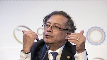 Gustavo Petro, Colombia's president, speaks during a news conference at the Celac Summit in Buenos Aires, Argentina, on Tuesday, Jan. 24, 2023. CELAC, or the Community of Latin American and Caribbean States, is a multilateral group of 33 countries from across the Western Hemisphere that excludes Canada and the United States. Photographer: Anita Pouchard Serra/Bloomberg via Getty Images