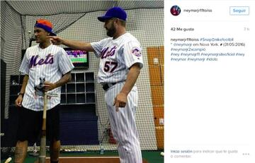 Neymar estuvo bateando con el entrenador de los New York Mets, Kevin Long.
