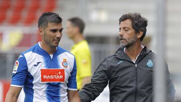 José Antonio Reyes y Quique Sánchez Flores, con el Espanyol.