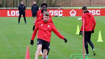 Soccer Football - Champions League - Lille Training - Lille, France - March 15, 2022 Lille's Xeka during training REUTERS/Pascal Rossignol
