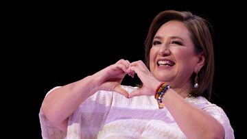Mexico's opposition presidential candidate Xochitl Galvez gestures as she holds her closing campaign rally in Monterrey, Mexico May 29, 2024. REUTERS/Quetzalli Nicte-Ha
