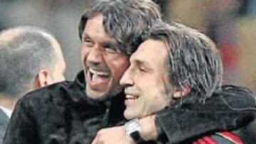 <b>RENOVARÁ. </b>Maldini, que el próximo 26 de junio cumplirá 39 años, anunció ayer que tras la final de Atenas se operará de la rodilla "para poder jugar una temporada más y disputar otra Intercontinental". En la foto, con Pirlo tras la victoria ante el Manchester.