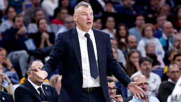 Sarunas Jasikevicius, desbordado en el partido de Madrid.