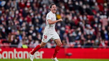Thomas Delaney of Sevilla FC celebrates his goal during the Spanish league, La Liga Santander, football match played between Athletic Club and Sevilla FC at San Mames stadium on December 10, 2021 in Bilbao, Spain.
AFP7
11/12/2021 ONLY FOR USE IN SPAIN