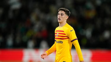 Gavi central midfield of Barcelona and Spain in action during the LaLiga Santander match between Elche CF and FC Barcelona at Estadio Manuel Martinez Valero on April 1, 2023 in Elche, Spain. (Photo by Jose Breton/Pics Action/NurPhoto via Getty Images)