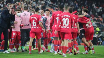 Alegr&iacute;a del Espanyol ante el Valencia en Mestalla.