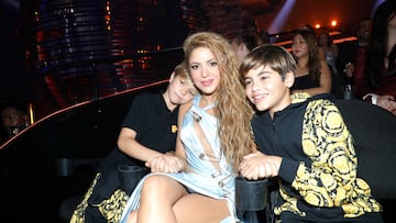 NEWARK, NEW JERSEY - SEPTEMBER 12: (L-R) Sasha Piqué, Shakira, and Milan Piqué attend the 2023 MTV Video Music Awards at Prudential Center on September 12, 2023 in Newark, New Jersey. (Photo by Johnny Nunez/Getty Images for MTV)