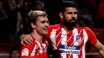 Los jugadores del Atlético de Madrid, Antoine Griezmann y Diego Costa.