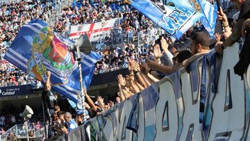 La afición del Málaga, en La Rosaleda.