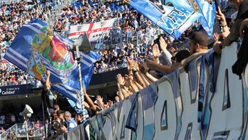 La afici&oacute;n del M&aacute;laga, en La Rosaleda.