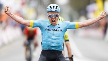 56928023. Berg En Terblijt (Netherlands), 15/04/2018.- Danish cyclist Michael Valgren Andersen reacts after winning the Amstel Gold Cycling Race in Berg en Terblijt, Netherlands, 15 April 2018. (Ciclismo, Pa&iacute;ses Bajos; Holanda) EFE/EPA/MARCEL VAN H