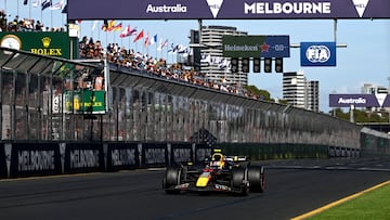 Formula One F1 - Australian Grand Prix - Melbourne Grand Prix Circuit, Melbourne, Australia - March 24, 2024 Red Bull's Sergio Perez in action during the race REUTERS/Jaimi Joy