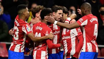 Los jugadores del Atl&eacute;tico celebran el primer gol al Alav&eacute;s. 