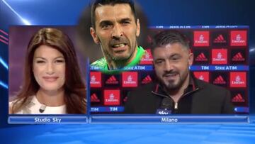 La broma de Gattuso a la novia de Buffon en pleno directo: ella no daba crédito