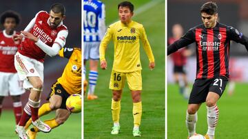 Dani Ceballos, Take Kubo y Brahim Díaz, jugadores del Real Madrid cedidos en el Arsenal, Villarreal y Milán.
