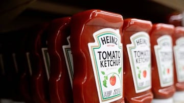 Heinz ketchup is displayed on a shelf at a grocery store in Washington, DC.