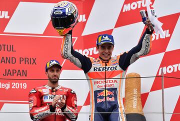 Márquez rompió el gafe post título con la décima victoria en el Gran Premio de Japón de MotoGP. 
