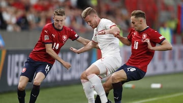 Momento del partido de Nations League entre la Rep&uacute;blica Checa y Suiza.