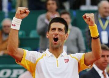 Djokovic celebra su paso a semifinales.
