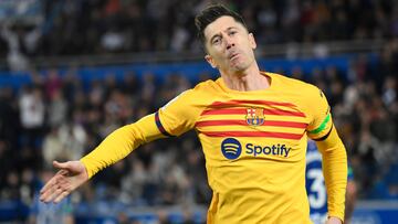 El delantero del Barcelona, Robert Lewandowski, durante un partido.