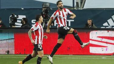 Soccer Football - Spanish Super Cup - Semi Final - Real Madrid v Athletic Bilbao - La Rosaleda Stadium, Malaga, Spain - January 14, 2021 Athletic Bilbao's Raul Garcia celebrates scoring their second goal with Ander Capa REUTERS/Jon Nazca