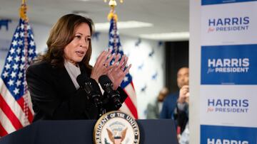 U.S. Vice President Kamala Harris speaks at her Presidential Campaign headquarters in Wilmington, DE, U.S., July 22, 2024. Erin Schaff/Pool via REUTERS