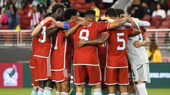 Jugadores de la Selección Colombia ante México en amistoso en Santa Clara.