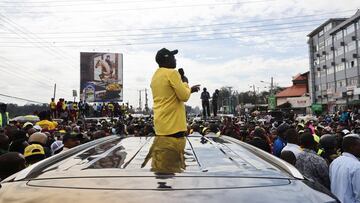 Kenya's Deputy President and presidential candidate under United Democratic Alliance (UDA) party William Ruto addresses a campaign rally ahead of the forthcoming elections in Karen neighbourhood of Nairobi, Kenya January 18, 2022. REUTERS/Baz Ratner