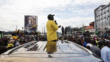 Kenya's Deputy President and presidential candidate under United Democratic Alliance (UDA) party William Ruto addresses a campaign rally ahead of the forthcoming elections in Karen neighbourhood of Nairobi, Kenya January 18, 2022. REUTERS/Baz Ratner