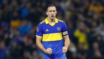 Soccer Football - Copa Libertadores - Round of 16 - Second Leg - Boca Juniors v Corinthians - La Bombonera, Buenos Aires, Argentina - July 5, 2022 Boca Juniors' Carlos Izquierdoz celebrates after scoring a penalty during the shootout REUTERS/Agustin Marcarian