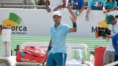 PALMA DE MALLORCA (ISLAS BALEARES), 23/06/2024.- El tenista español Roberto Bautista Agut reacciona ante el tenista japonés Taro Daniel este domingo, durante el partido de primera ronda del Mallorca Championships que se celebra en Santa Ponsa, Palma de Mallorca. EFE/ Miquel A. Borràs
