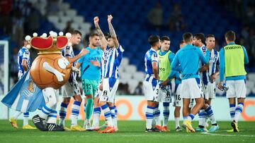 Real Sociedad Team during the La Liga match between Real Sociedad and RCD Mallorca played at Reale Arena Stadium on october 19, 2022 in San Sebastian, Spain. (Photo by Cesar Ortiz / Pressinphoto / Icon Sport)