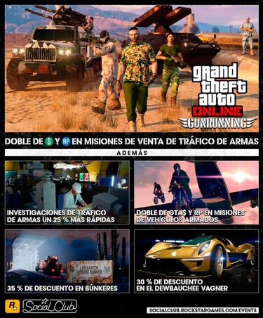 GTA Online: Recompensas dobles por Tráfico de armas y mucho más