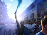 Supporters of both Chelsea and Strasbourg joined forced before the match against Manchester United, protesting the ownership group of both clubs, BlueCo.