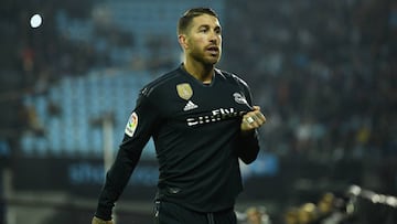 Sergio Ramos celebra su gol de penalti al Celta.