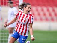 Amaiur, celebrando uno de sus goles con el Atlético al DUX Logroño.