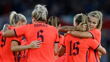 Ella Toone of England celebrates scoring her side's third goal against the Netherlands at Elland Road on June 24, 2022 in Leeds, United Kingdom.