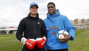 Raúl de Tomás y Damián Biacho en la ciudad deportiva del Rayo Vallecano.