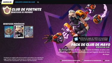 Club de Fortnite mayo 2022: nuevo skin Zurda ya disponible