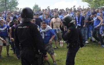 Los ultras del Oviedo causaron incidentes con los aficionados del Cádiz antes del encuentro